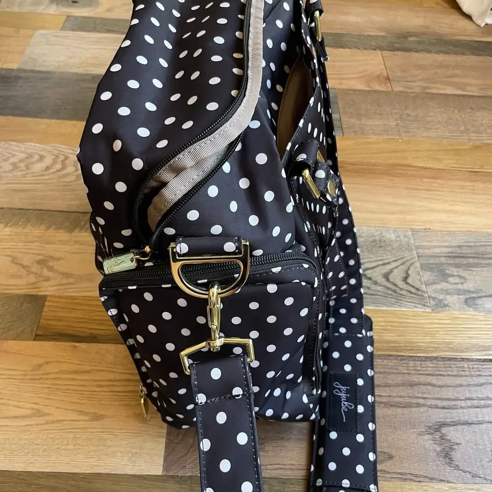JuJuBe BFF Convertible Diaper Bag The Duchess Black White Polka Dot
